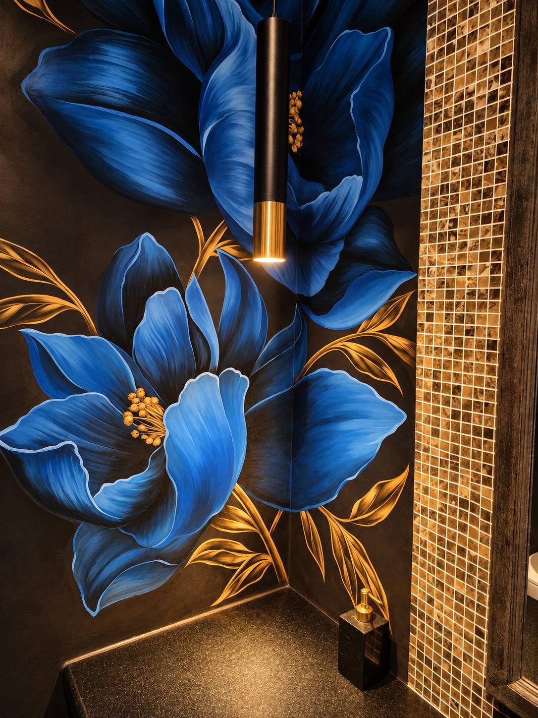 Hand-painted floral mural
